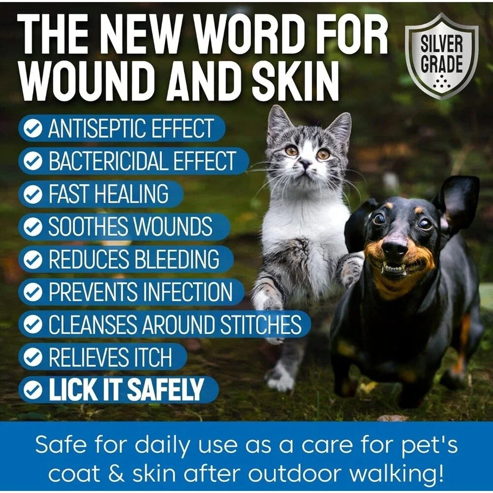 SILVER GRADE Wound Spray for Pets Colloidal Nano Spray - 4 oz Painless Soothing